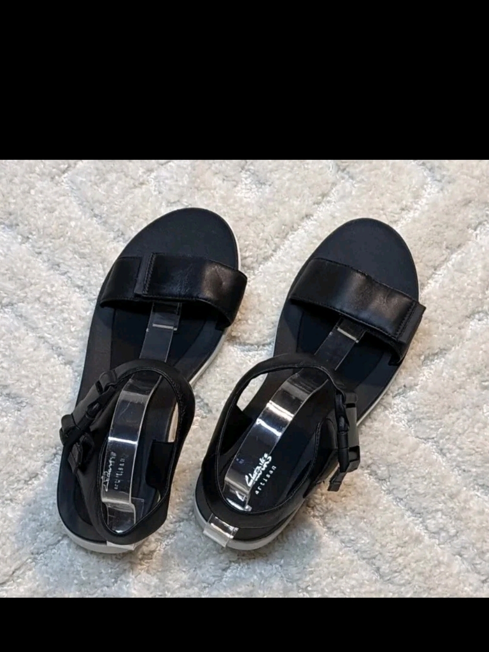 Clarks Artisan Caval Dixie Black Open-Toe Comfort Sandals, 9W - Picture 7 of 7